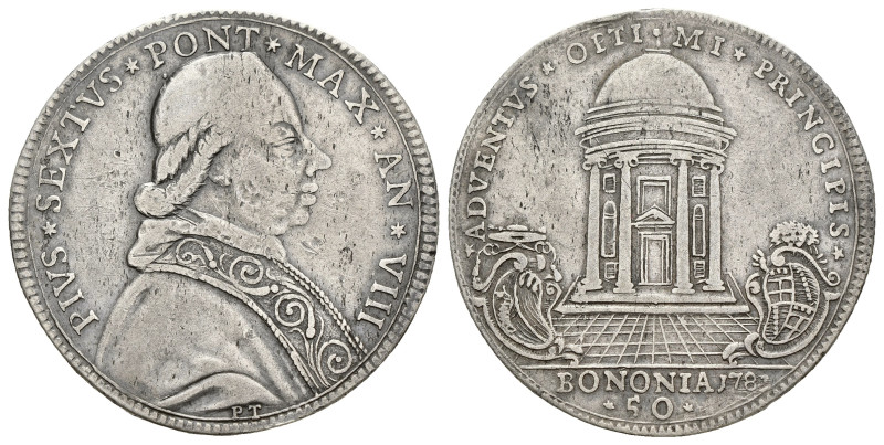 Stato Pontificio - Bologna - Pio VI (1775-1799) Mezzo Scudo Romano 1782 A.VIII -...