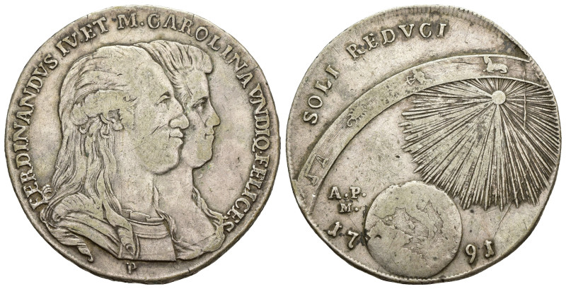 Regno di Napoli - Ferdinando IV (1759-1816) Piastra da 120 Granda VIII°Tipo "Sol...