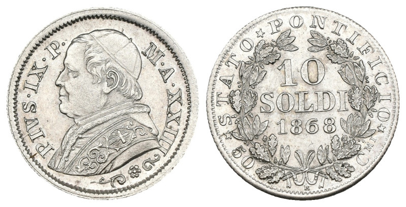 Roma - Pio IX (Giovanni Maria Mastai Ferretti, 1846-1870) - 10 Soldi 1868 XXIII ...