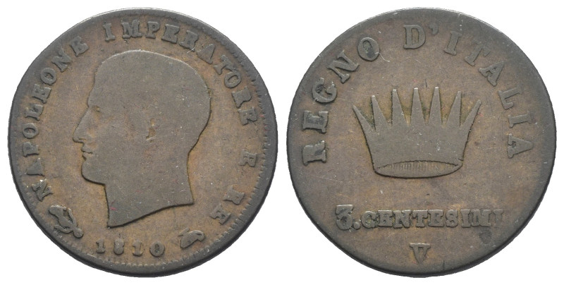 Napoleone I Re d'Italia (1805-1814) - 3 Centesimi 1810, Venezia - Gig.226a, Cifr...