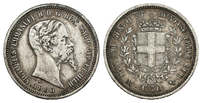 Vittorio Emanuele II (1849-1861) - 50 Centesimi 1860 Milano - Ag - Gig. 87

qB...