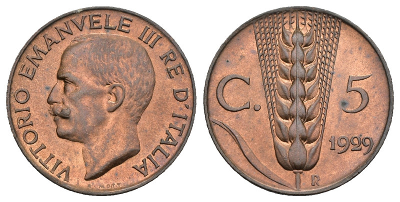 Regno d'Italia - Vittorio Emanuele III (1900-1943) 5 Centesimi "Spiga" 1929 - Cu...