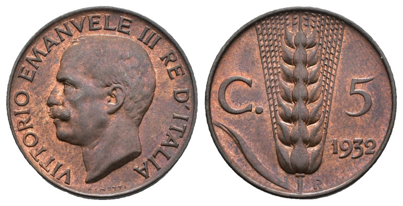 Vittorio Emanuele III (1900-1943) 5 Centesimi 1932 "Spiga" del II° Tipo - Gig. 2...