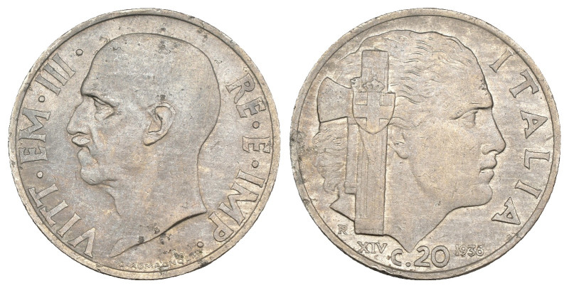 Vittorio Emanuele III (1900-1943) - 20 Centesimi 1936 "Impero" - R2 (MOLTO RARA)...