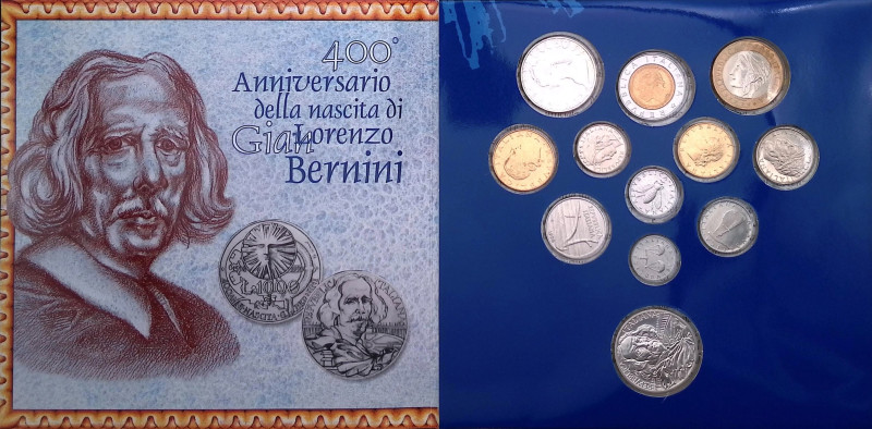 Monetazione in lire (1946-2001) - Set 1998 da 12 valori con 1000 e 500 Lire in A...