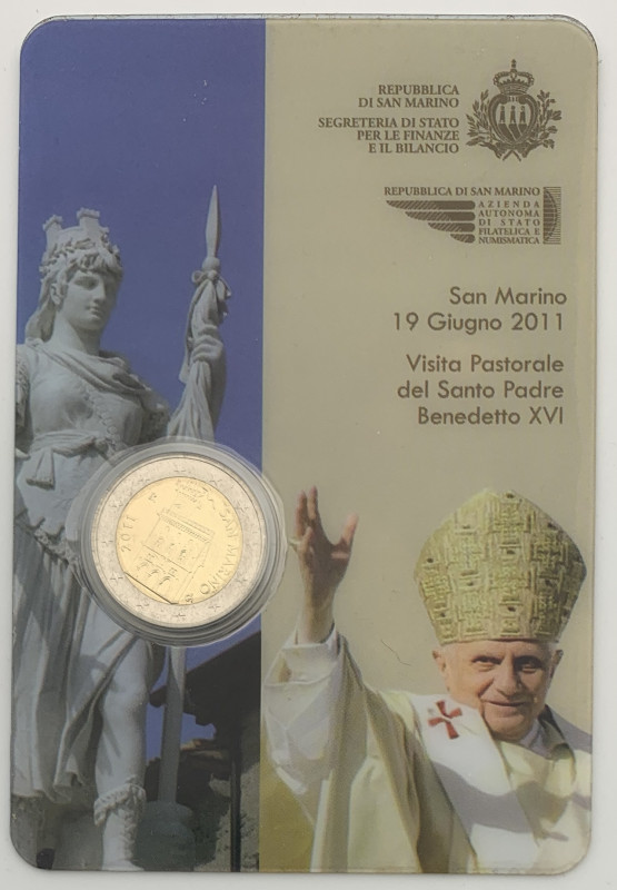 San Marino - Coin card - 2 Euro 2011 Visita Pastorale del Papa Benedetto XVI

...