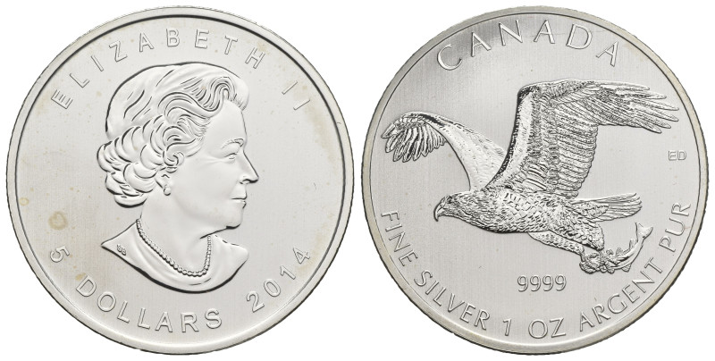 5 Dollari 2014 - Canada - Regina Elisabetta II (1966 - 2022) - Serie Uccelli Rap...