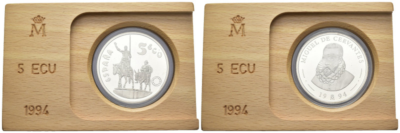 Spagna - Juan Carlos I (1975-2014) - 5 ECU 1994 Don Chisciotte - Ag - X# M46 - i...