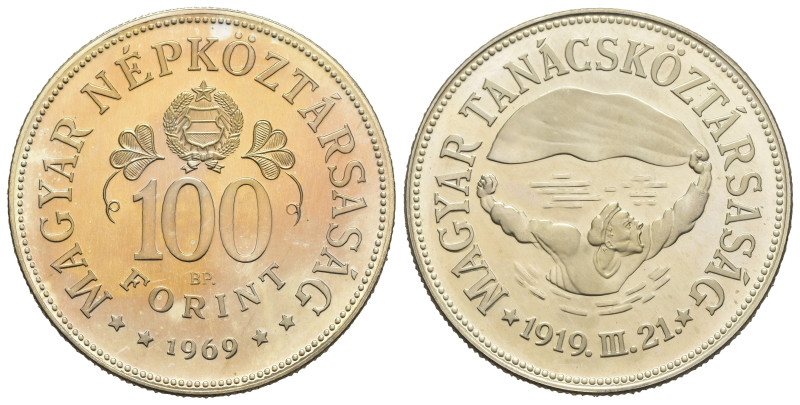 Ungheria - 100 forint 1969 - 50 anni dalla Repubblica Sovietico-Ungherese - KM# ...