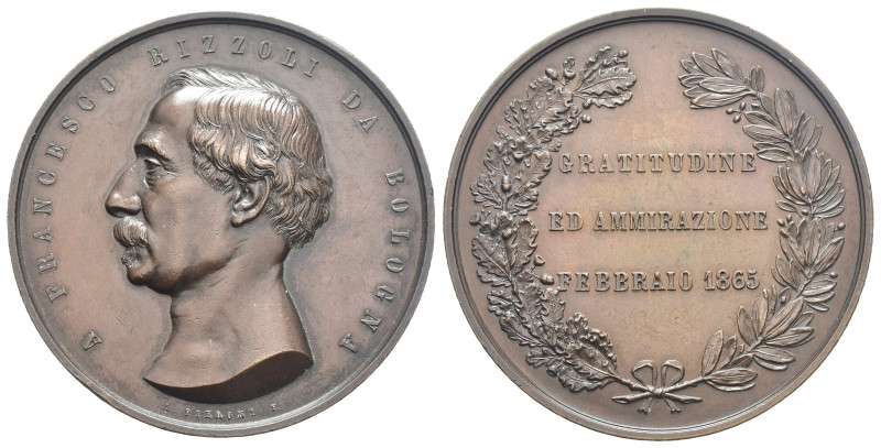 Medaglia a nome di Francesco Rizzoli da Bologna - 1865 - opus Pieroni - Ae - 94,...