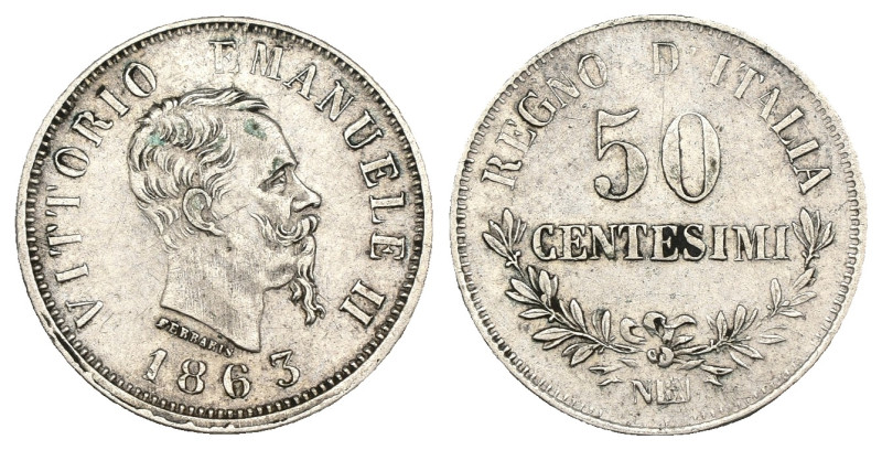 Regno d'Italia - Vittorio Emanuele II (1861-1878) 50 Centesimi 1863, Napoli - FA...