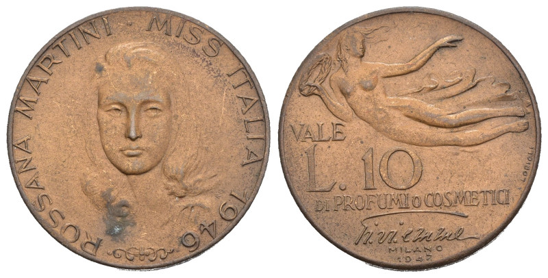 Italia - Gettone da 10 lire raffigurante Rossana Martini , Miss Italia 1946 - Ae...