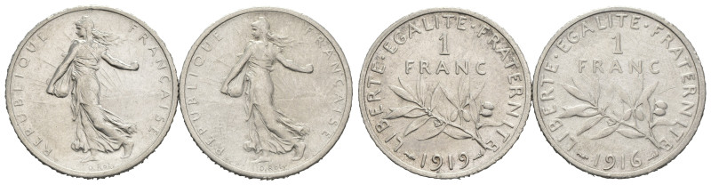 Francia - Lotto di 2 monete da 1 Franco 1916 e 1919 - Ag

SPEDIZIONE SOLO IN I...