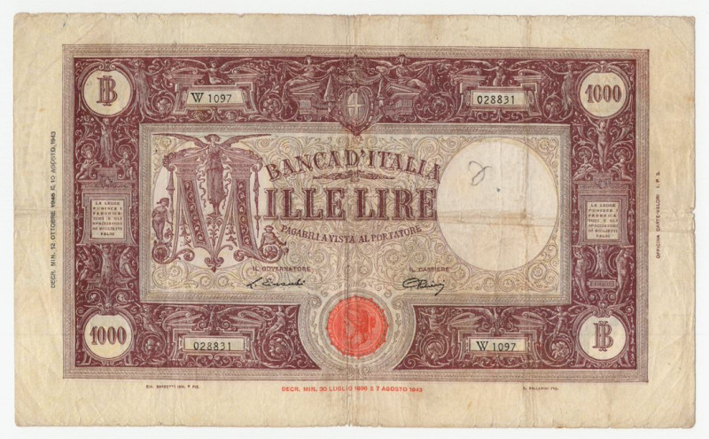 Repubblica Italiana - 1000 Lire "Barbetti" Grande M - Contrassegni: Testina/BI -...