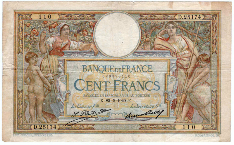 Francia - Banconota 100 Francs 23.5.1929 - P# 86

BB

SPEDIZIONE SOLO IN ITA...