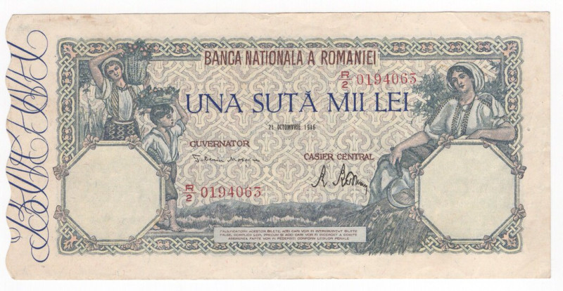 Romania - Mihai I (1927-1930, 1940-1947) - 100.000 lei - N° serie: R/2 0194063 -...