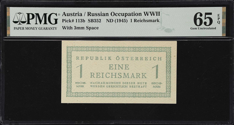 AUSTRIA. Republik Osterreich. 1 Reichsmark, ND (1945). P-113b. SB352. PMG Gem Un...