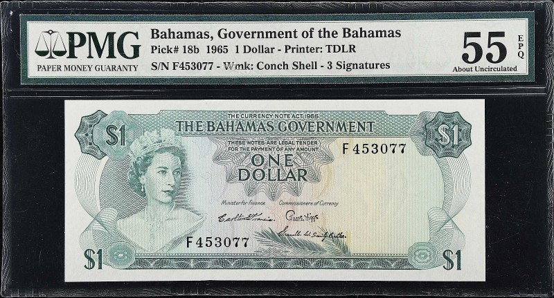 BAHAMAS. Government of the Bahamas. 1 Dollar, 1965. P-18b. PMG About Uncirculate...