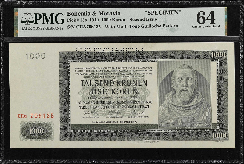 BOHEMIA. Nationalbank fur Bohmen und Mahren in Prag. 1000 Korun, 1942. P-15s. Sp...