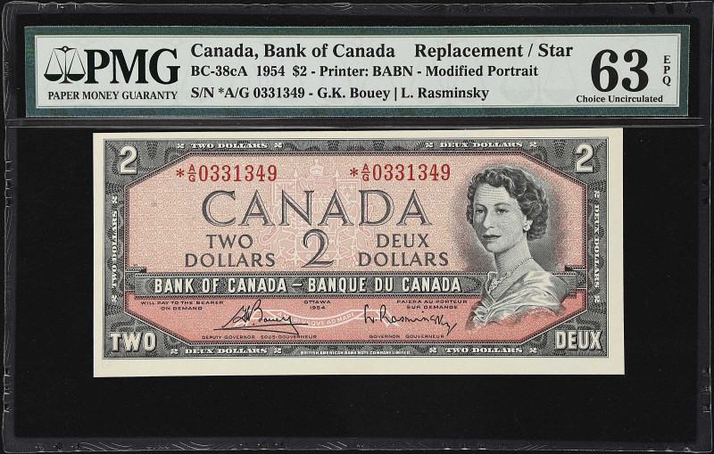 CANADA. Bank of Canada. 2 Dollars, 1954. BC-38cA. Replacement. PMG Choice Uncirc...