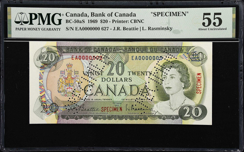 CANADA. Bank of Canada. 20 Dollars, 1969. BC-50aS. Specimen. PMG About Uncircula...