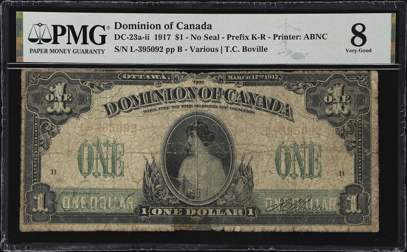 CANADA. Dominion of Canada. 1 Dollar, 1917. DC-23a-ii. PMG Very Good 8.
PMG Com...