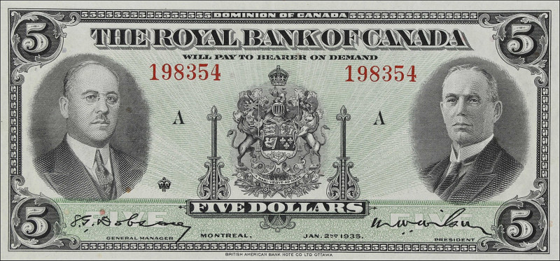 CANADA. Royal Bank of Canada. 5 Dollars, 1935. CH #630-18-02. Very Fine.
This n...