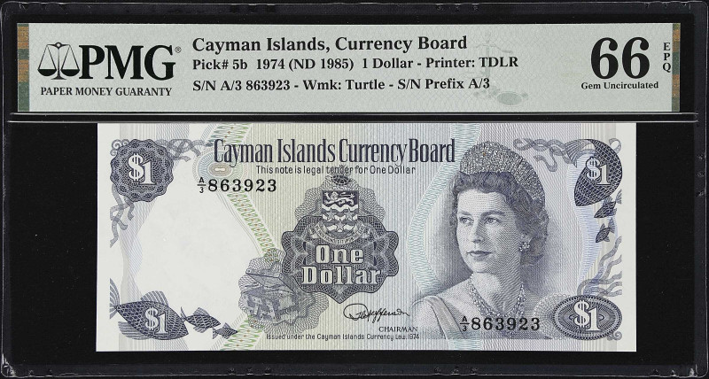 CAYMAN ISLANDS. Cayman Islands Currency Board. 1 Dollar, 1974 (ND 1985). P-5b. P...