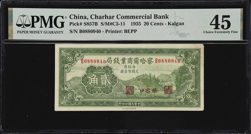 CHINA--PROVINCIAL BANKS. Charhar Commercial Bank. 20 Cents, 1935. P-S857B. S/M#C...