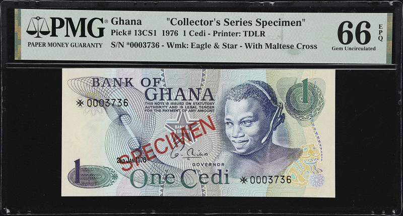 GHANA. Lot of (4). Bank of Ghana. 1, 2, 5, & 10 Cedis, 1976 & 1977. P-13CS1, 14C...