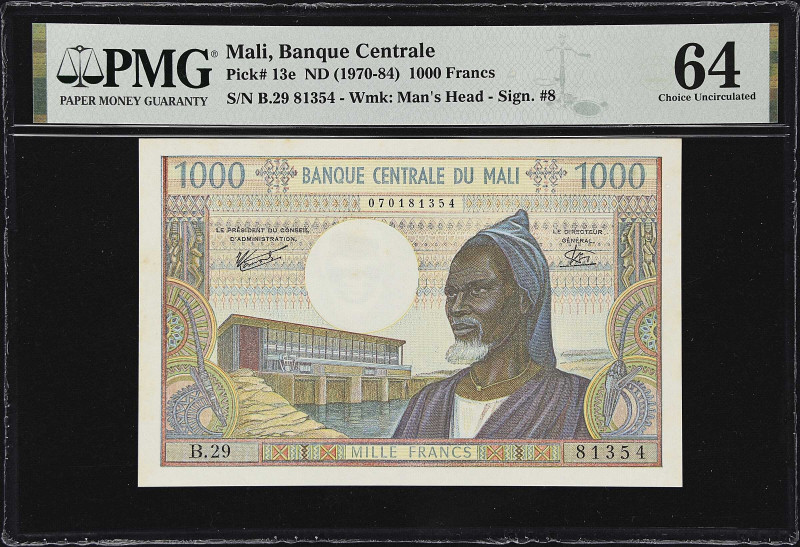 MALI. Banque Centrale du Mali. 1000 Francs, ND (1970-84). P-13e. PMG Choice Unci...