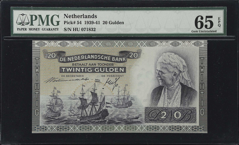 NETHERLANDS. De Nederlandsche Bank. 20 Gulden, 1941. P-54. PMG Gem Uncirculated ...