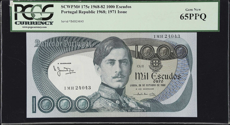 PORTUGAL. Banco de Portugal. 1000 Escudos, 1982. P-175e. PCGS Currency Gem New 6...