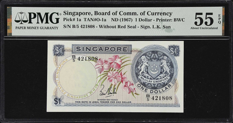 SINGAPORE. Board of Commissioners of Currency. 1 Dollar, ND (1967). P-1a. TAN#O-...