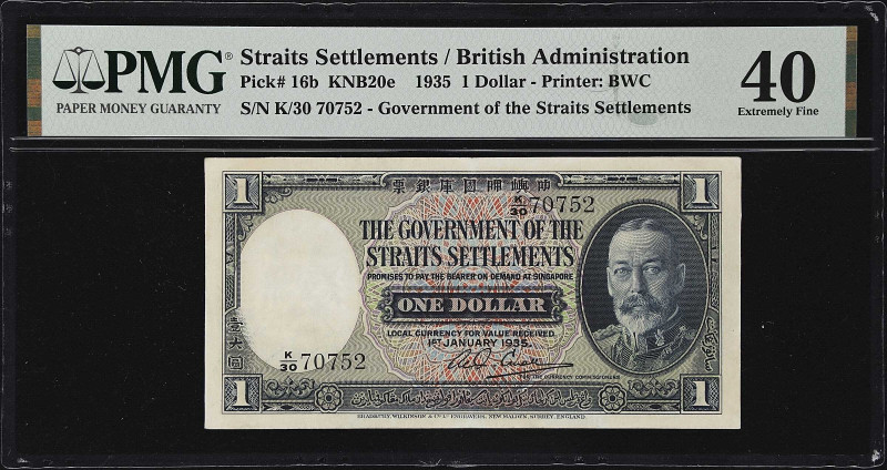 STRAITS SETTLEMENTS. Government of the Straits Settlements. 1 Dollar, 1935. P-16...