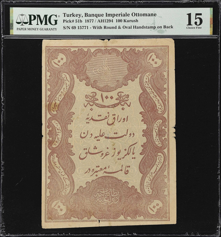 TURKEY. Banque Imperiale Ottomane. 100 Kurush, 1877. P-51b. PMG Choice Fine 15....