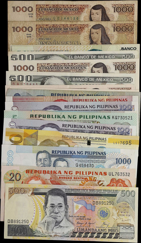 MIXED LOTS. Lot of (19). Bangko Sentral Ng Pilipinas & Banco de Mexico. Mixed De...