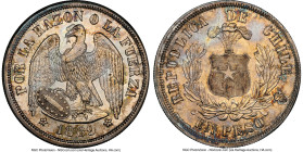 Republic Peso 1869-So MS66 NGC, Santiago mint, KM142.1. Highly impressive, this top-pop example ranks 4 points higher than the second finest. On top o...