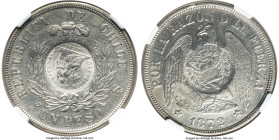 Republic Counterstamped Peso 1894 AU55 NGC, cf. KM216 (for type). Host: Chile Republic Peso 1872/1-So (cf. KM142.1); Counterstamp: Guatemala 1/2 Real ...