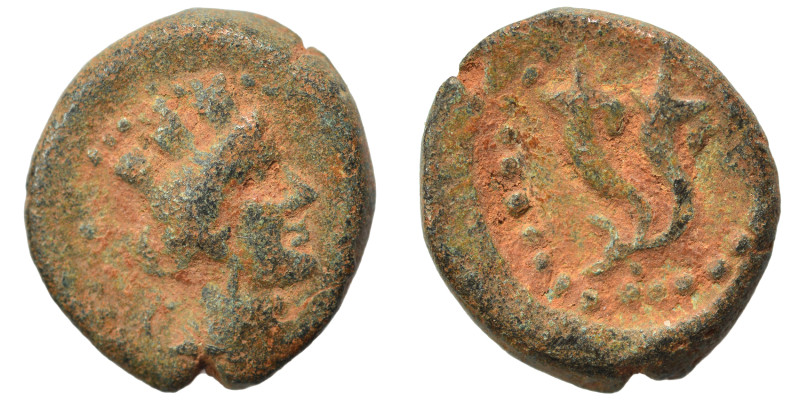 Phoenicia(?), circa 2nd - 1st centuries BC. Ae (bronze, 3.19 g, 15 mm). Turreted...