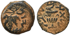JUDAEA. First Jewish War, 66-70 AD. Prutah (bronze, 2.30 g, 16 mm). Amphora. Rev. Vine leaf on branch with tendril. Hendin 1360; Meshorer 196. Very fi...