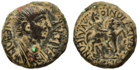 PHRYGIA. Julia. Nero, 54-68. Hemiassarion (bronze, 4.69 g, 19 mm), Sergios Hephaistion, magistrate. NEPΩN KAIΣAP Bare-headed and draped bust of Nero t...