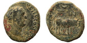 PISIDIA. Antioch. Vespasian, 69-79. Ae (bronze, 7.60 g, 20 mm). DOMITIANO CAESARI AVGVSTI F COS IIII Laureate head of Domitian right. Rev. ANT COL Pri...