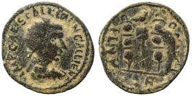 PISIDIA. Antioch. Gallienus, 253-268. Ae (bronze, 5.33 g, 22 mm). Radiate, draped and cuirassed bust right. Rev. Vexillum surmounted by eagle, between...