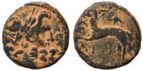 SYRIA, Seleucis and Pieria. Antioch. Pseudo-autonomous issue, time of Augustus, 27 BC-14 AD. Ae (bronze, 6.24 g, 19 mm). Laureate head of Zeus right. ...