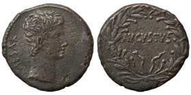 SYRIA, Seleucis and Pieria. Antioch. Augustus, 27 BC-AD 14. 'As' (bronze, 9.09 g, 25 mm). CAESAR Bare head of Augustus to right. Rev. AVGVSTVS within ...