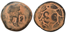 SYRIA, Seleucis and Pieria. Antioch. Otho, 69. As (bronze, 15.08 g, 31 mm). Laureate head of Otho to right; 2x c/m. Rev. Large S C within laurel wreat...