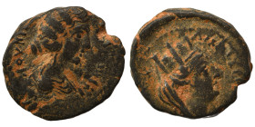 SYRIA, Seleukis and Pieria. Antioch. Lucilla, Augusta, 164-182. Ae (bronze, 3.49 g, 17 mm). ΛοVΚΙΛ [….] ΤΗΝ Draped bust of Lucilla right. Rev. Turrete...
