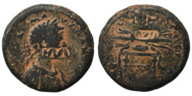 SYRIA, Seleucis and Pieria. Antioch. Commodus, as Caesar, 180-192. Ae (bronze, 9.23 g, 21 mm). Laureate bust of Commodus, right; c/m. Rev. Thunderbolt...