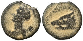 SYRIA, Seleucis and Pieria. Laodicea ad Mare. Pseudo-autonomous, time of Antoninus Pius, 138-161. Ae (bronze, 2.74 g, 16 mm). Draped bust of Artemis l...